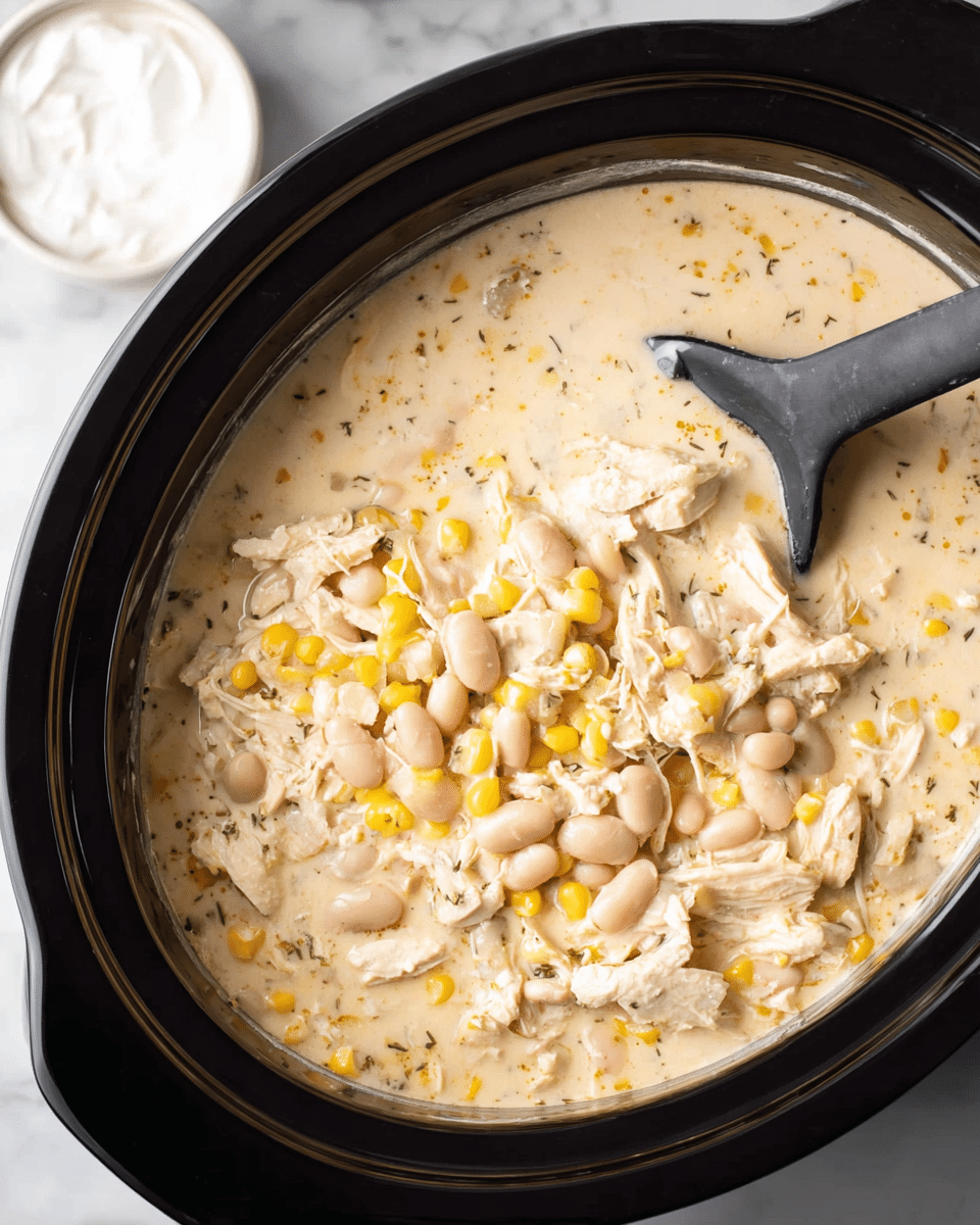 Slow Cooker Creamy White Chicken Chili Recipe - Recipe Image