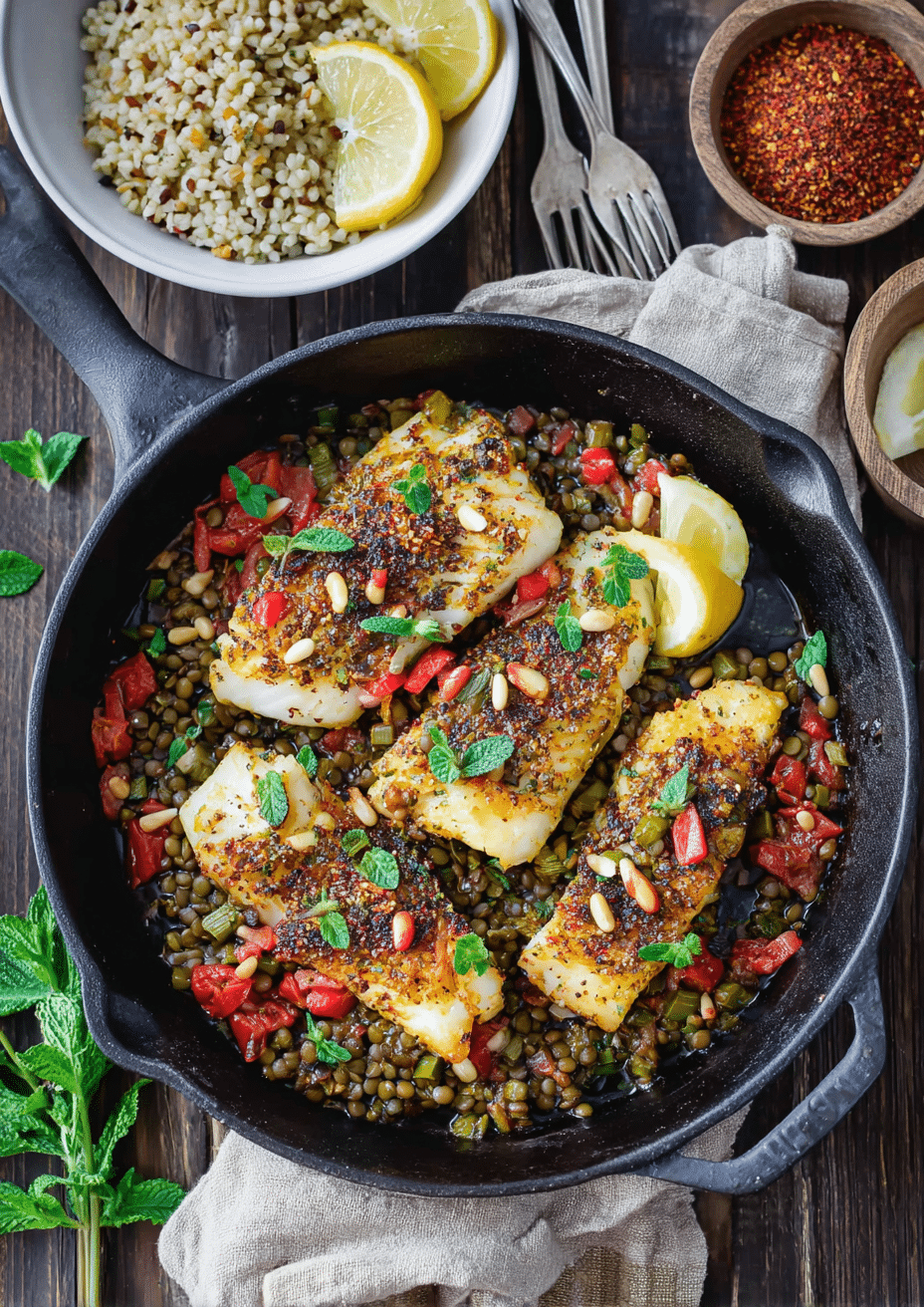 Mediterranean Pan Seared Sea Bass  - Recipe Image