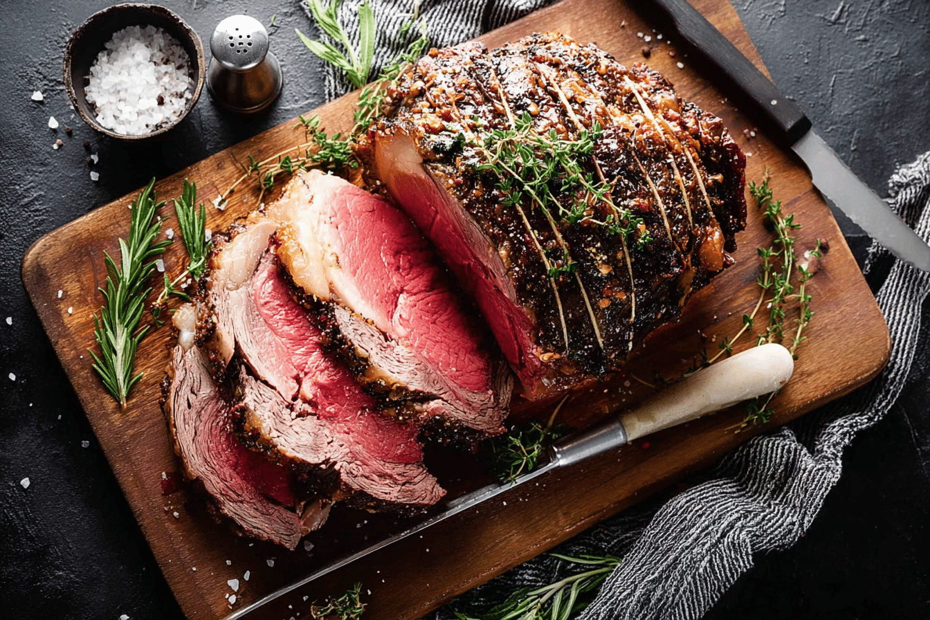 Simple, Foolproof Garlic Herb Crusted Prime Rib with Au Jus  - Recipe Image
