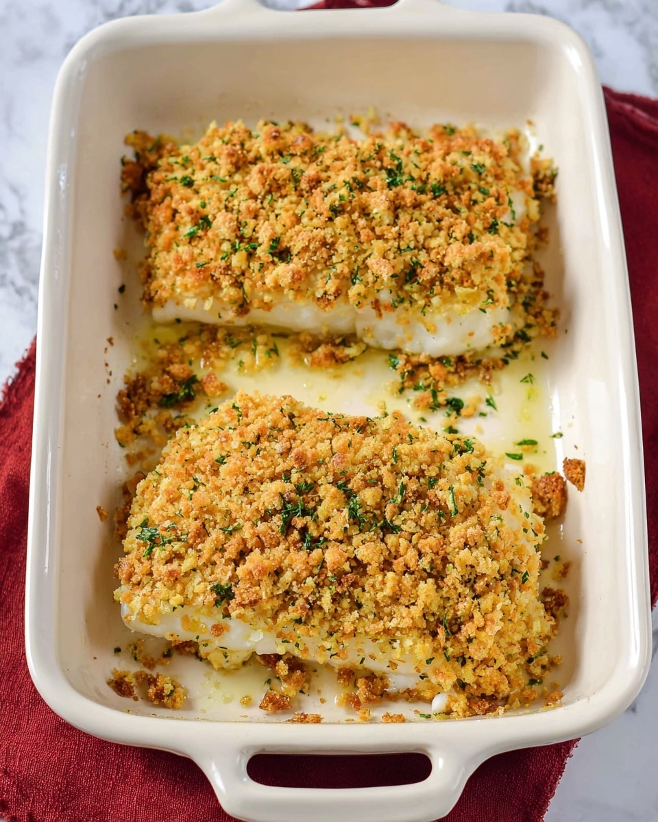 Two raw white fish fillets with a smooth, moist texture lie on a brown paper sheet at the bottom of the image, resting on a white marbled surface. Above them, a light wood cutting board holds five round golden crackers stacked slightly overlapping on the left side, a small copper measuring cup filled with crushed light tan crumbs in the center, two bright yellow whole lemons on the right, and finally a small white bowl containing green dried herbs and reddish-brown spice powders on the far right. Photo taken with an iphone --ar 4:5 --v 7