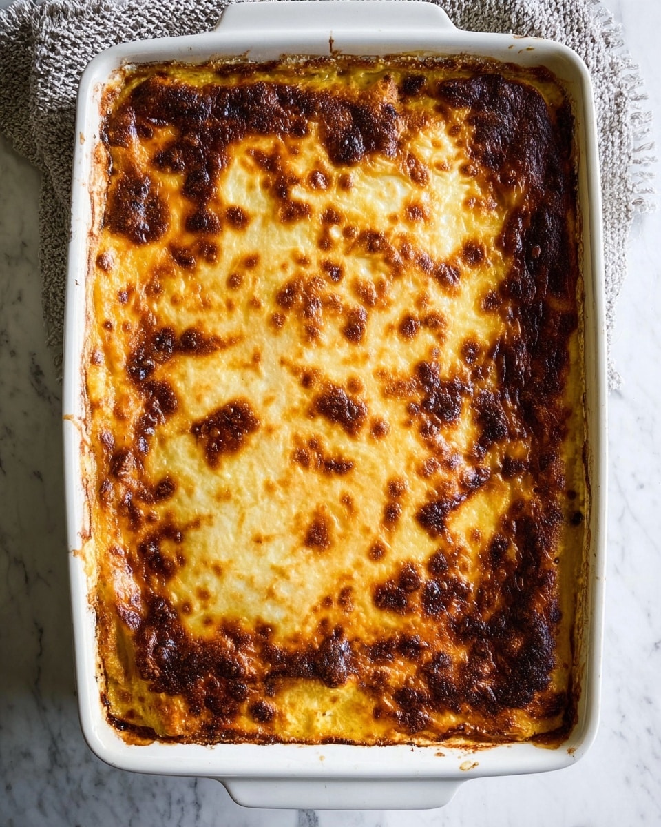 A thick square piece of lasagna sits on a white plate with a white marbled texture beneath it, showing clear layers: the bottom layer is a rich, chunky tomato and meat sauce with bright red pieces and ground meat; above that is a layer of pasta sheets partially covered by dark purple slices of eggplant; the top layer is creamy, slightly browned, melted cheese with a golden crust and small browned spots; fresh green herbs are placed on top and around the lasagna, adding a touch of color and freshness to the rich dish. Photo taken with an iphone --ar 4:5 --v 7