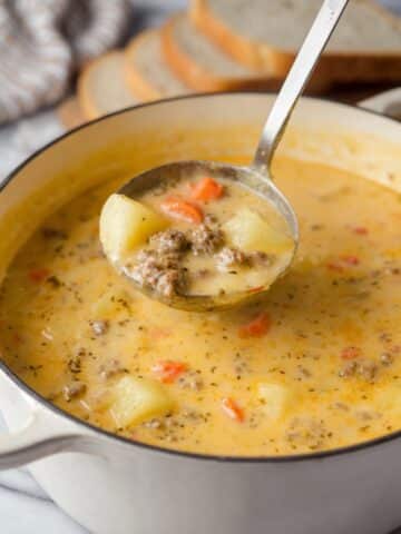 Cheesy Hamburger Potato Soup Recipe