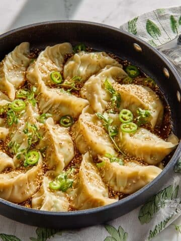 One Pan Dumpling Dinner with Coconut Curry Sauce