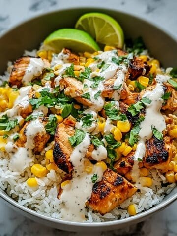 Flavorful Street Corn Chicken Rice Bowl