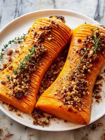 Honey Roasted Butternut Squash with Thyme and Sugar Pecans Recipe