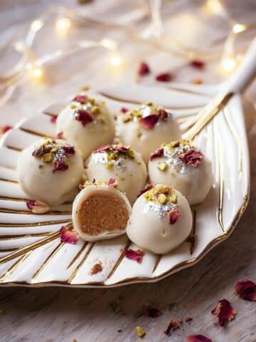 Gulab Jamun Truffles with White Chocolate and Decorative Finishes Recipe