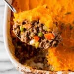 Homemade Shepherd’s Pie with Beef, Vegetables, and Cheddar-Mashed Potato Topping Recipe