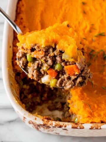 Homemade Shepherd’s Pie with Beef, Vegetables, and Cheddar-Mashed Potato Topping Recipe