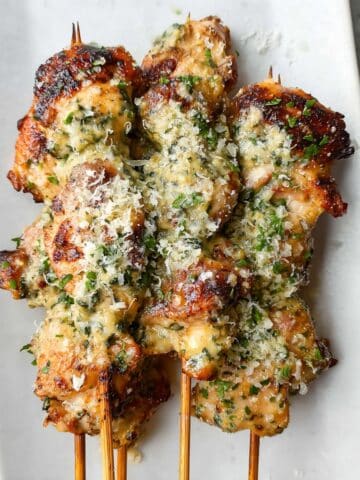 Garlic Parmesan Chicken Skewers with Spicy Herb Butter Recipe