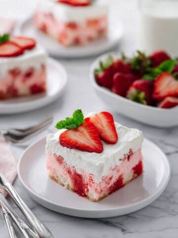 Peppermint Poke Cake with Whipped Cream and Candy Topping Recipe