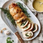 Spinach and Ricotta Stuffed Turkey Breast with Garlic Herb Sauce Recipe