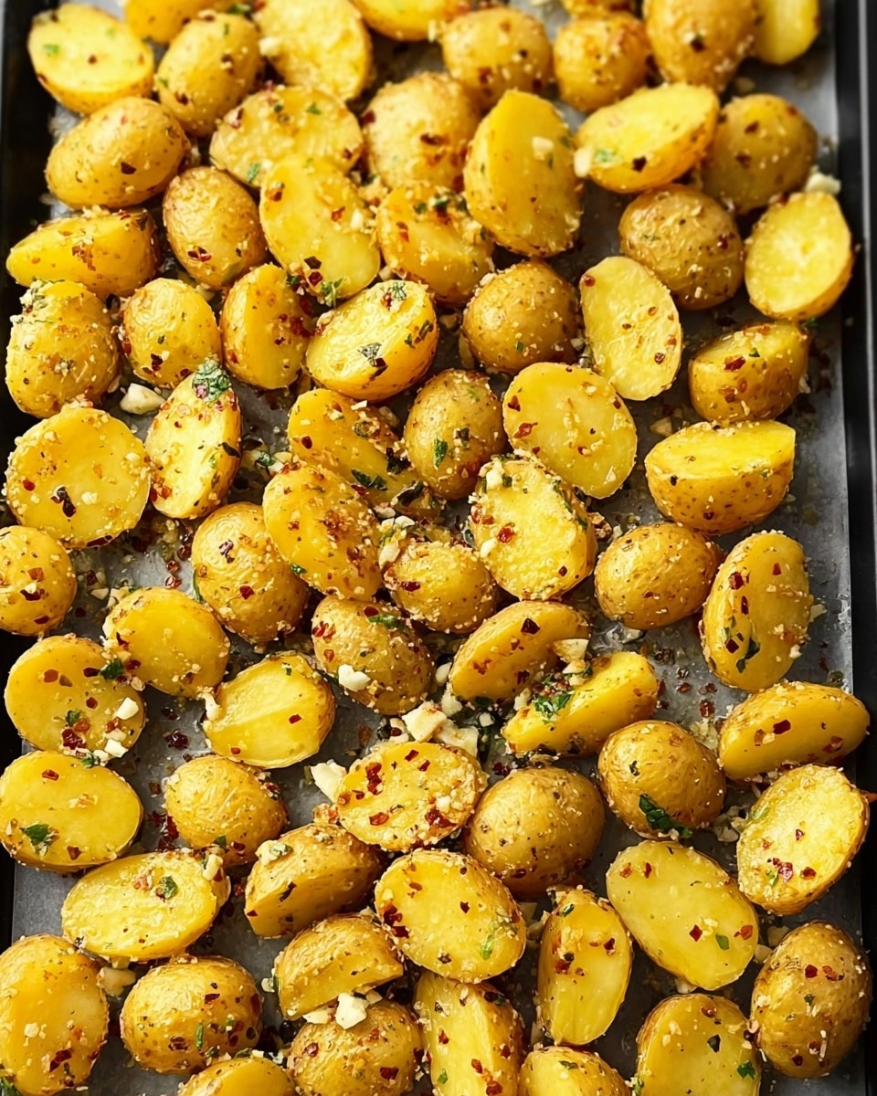 A white plate holds a serving of crispy golden brown roasted potato pieces with lighter, creamy white cheese spread unevenly over them. Thin strips of fresh green basil are scattered on top, adding a fresh color contrast. The plate sits on a white marbled surface with a soft beige textured cloth partially visible below it. A golden spoon and a yellow lemon wedge appear at the top left corner of the scene, and a wooden cutting board with more chopped green basil is in the lower right corner. The overall image has warm lighting highlighting the textures of the potatoes and cheese. Photo taken with an iphone --ar 4:5 --v 7