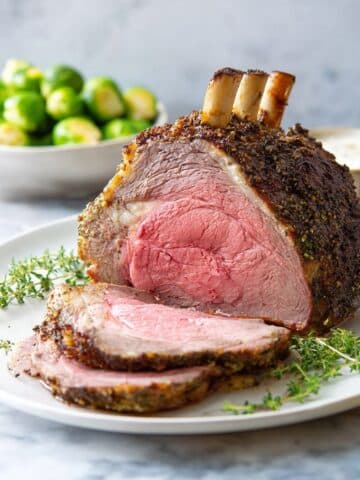 Perfectly Roasted Standing Rib Roast with Mustard and Thyme Recipe