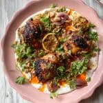 Harissa Chicken with Labneh, Roasted Red Peppers, and Red Onion Recipe