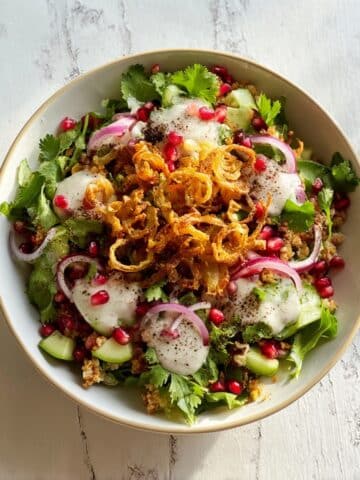 Crispy Lamb Mince with Couscous and Salady Bits Recipe