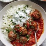 Lamb Meatballs with Buttery Rice and Tzatziki Recipe