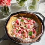Pannukakku (Finnish Oven Pancake) with Mascarpone Cream and Poached Rhubarb Recipe