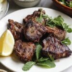 Juicy Air Fryer Lamb Chops with Crispy Chickpeas and Tomato Aubergine Stew Recipe