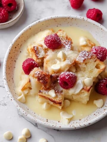 White Chocolate Bread Pudding with White Chocolate Sauce Recipe
