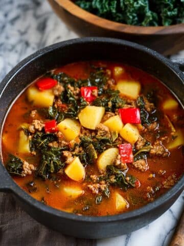 Hearty Chunky Meat Soup with Cavolo Nero Recipe
