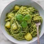 Creamy Pesto Pasta with Roasted Potatoes Recipe