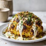 Whole Roasted Cauliflower with Tahini Sauce and Pistachio Garnish Recipe