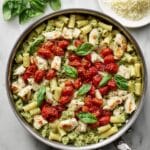 Creamy Chicken Pesto Pasta with Roasted Tomatoes Recipe