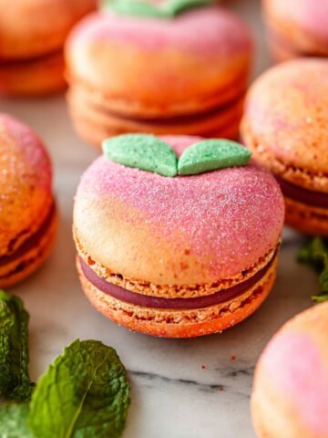Peach Macarons with Cinnamon Cream Cheese Frosting and Spiced Peach Jam Filling Recipe