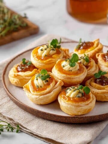 Puff Pastry Brie Bites with Fig Jam, Honey, and Fresh Thyme Recipe