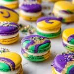 Mardi Gras Macarons with Cinnamon Cream Cheese Frosting Recipe