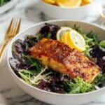 Hot Honey Salmon with Salad and Baguette Recipe