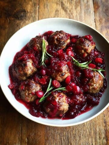 Savory Meatballs with Cranberry Balsamic Sauce Recipe