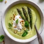 Asparagus Soup with Basil, Pine Nuts, and Greek Yogurt Recipe
