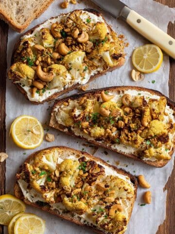 Roasted Cauliflower Toast with Garlic, Parmesan, and Hazelnuts Recipe