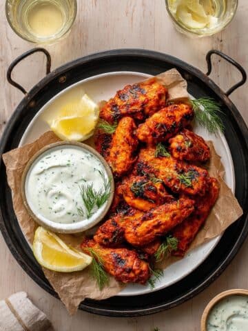 Red Pepper Chicken Wings with Greek Yogurt Ranch Dipping Sauce Recipe