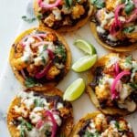 Cauliflower Black Bean Tostadas with Queso and Pickled Onion Recipe