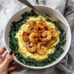 Spicy Shrimp with Cauliflower Mash and Garlic Kale Recipe