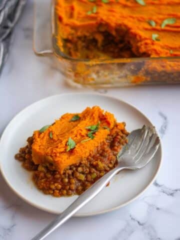 Spiced Vegan Cottage Pie with Sweet Potato Mash Recipe