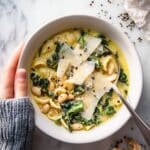 Creamy White Bean Lemon Pesto Orzo Soup Recipe