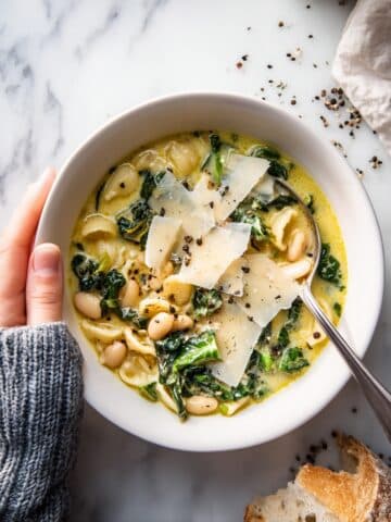 Creamy White Bean Lemon Pesto Orzo Soup Recipe