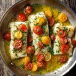 Pan-Seared Cod in White Wine Tomato Basil Sauce Recipe