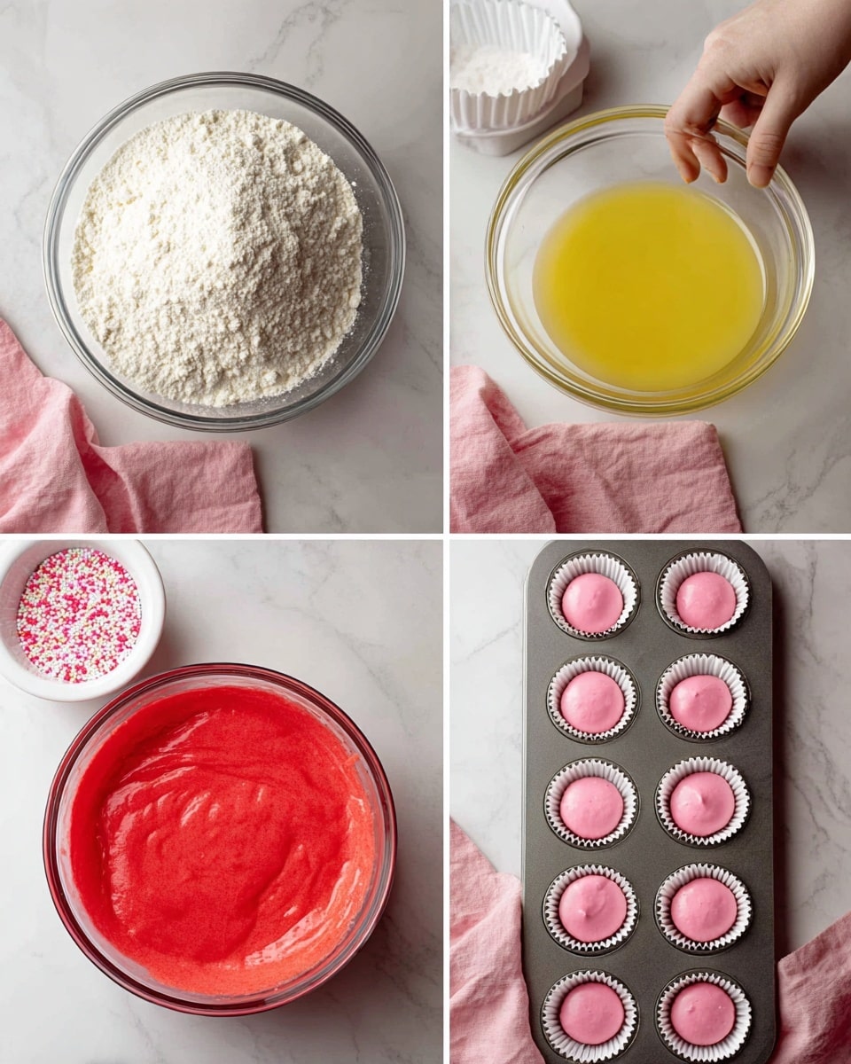 Pink Cupcakes with Cream Cheese Frosting and Pink Sprinkles Recipe