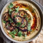 Caramelized Eggplant Hummus with Hot Honey and Cilantro Recipe