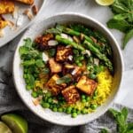 Coconut Rice Bowl with Tofu, Veggies, and Fresh Herbs Recipe