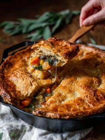 Vegetable Pot Pie with Roasted Butternut Squash, Kale, and Lentils in Puff Pastry Recipe