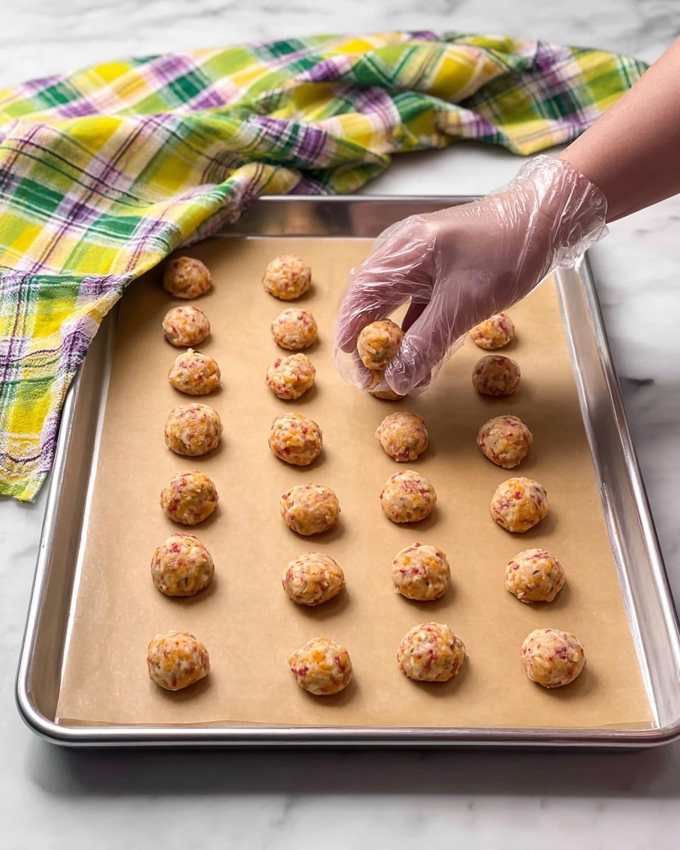 The image shows several white triangular plates filled with small, golden-brown fritters that have a rough, bumpy texture and bits of green and brown ingredients inside. The fritters are arranged neatly in rows, filling up each plate entirely. There are also small white bowls with creamy white dipping sauce sprinkled with green herbs. One fritter is held with wooden tongs over a bowl of dipping sauce. The background is a white marbled surface with a colorful checkered cloth in yellow, green, blue, and white, and a clear glass container filled with light wooden stick skewers. photo taken with an iphone --ar 4:5 --v 7