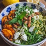 Orzo Pesto Pasta Salad with Sweet Potato, Feta, and Fresh Herbs Recipe
