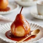 Vanilla Poached Pears with Gingerbread Caramel Recipe