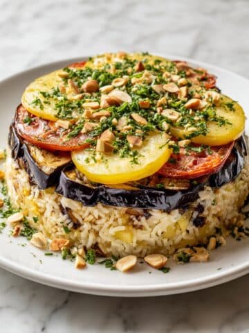 Maqluba (Makloubeh) Traditional Jordanian Upside-Down Rice and Lamb Layered Casserole Recipe