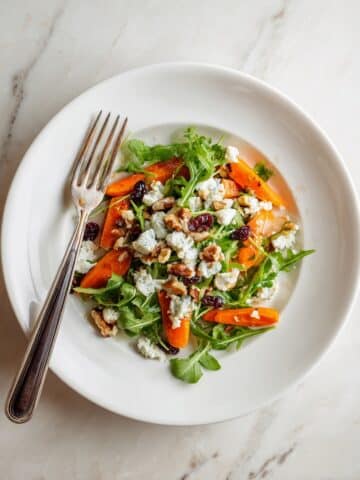 Roasted Carrot Salad with Blue Cheese, Cranberries, and Arugula Recipe
